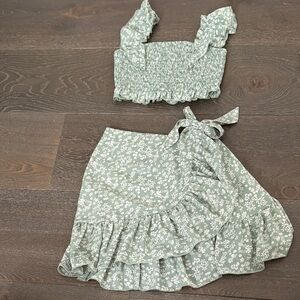 Floral Green Two-Piece Set